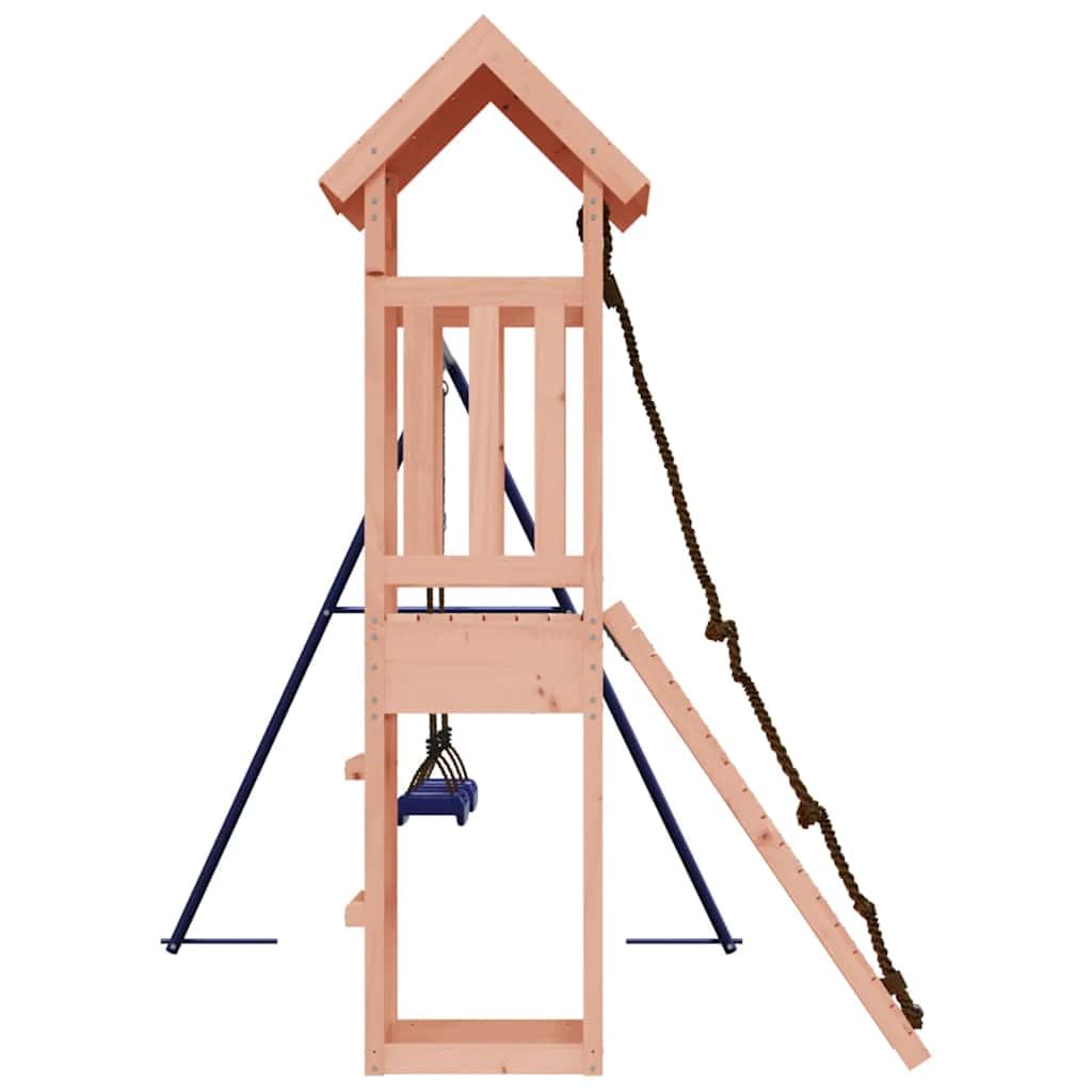 Spielturm aus Massivholz Douglasie mit Kletterwand Doppeltrapez Ringe Sandkasten und Schaukel für Garten Kinder Outdoor Spielplatz für Kinder ab 3 Jahren