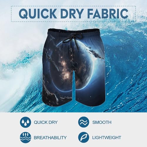 Men's Swim Trunks Quick Dry Board Shorts with Pockets Beach Shorts Earth and Moon Bathing Suits for Men3