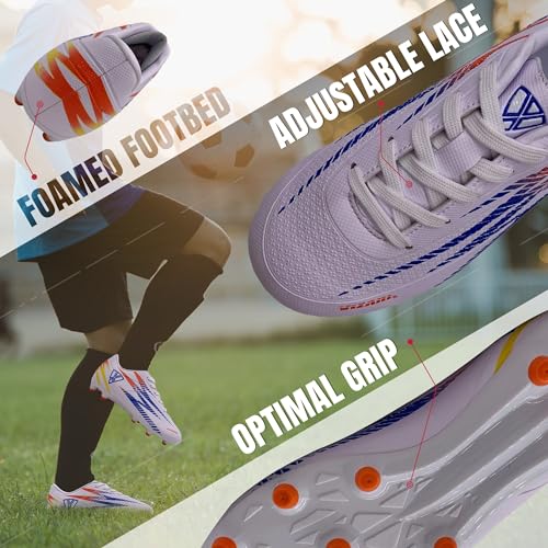 Vizari Bodega Firm Ground Youth Soccer Cleats for Boys/Girls | Premium Material Soccer Shoes for Comfort and Enhanced Performance | Multicolored Kids Football Cleats4