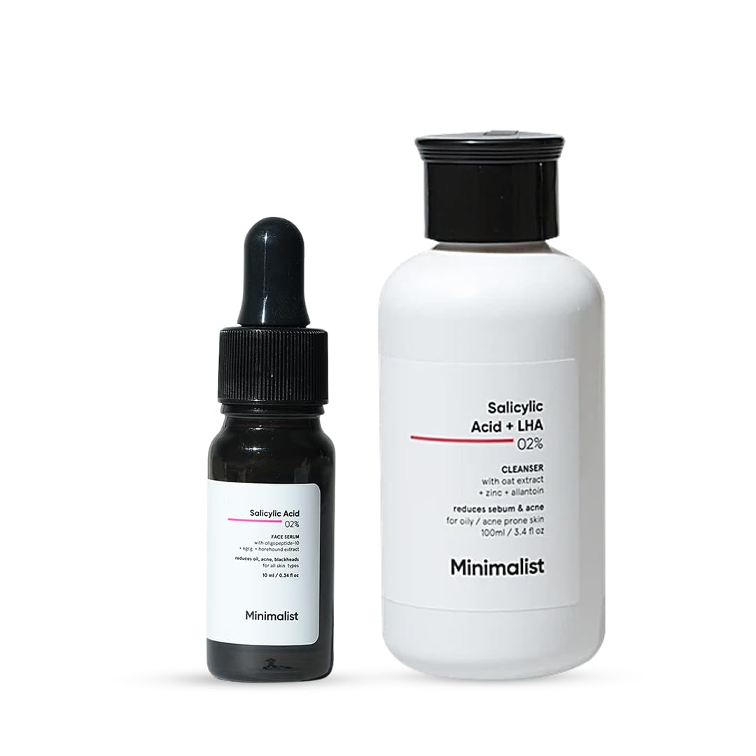 Minimalist Salicylic Acid Acne Control Kit | Salicylic Acid Cleanser + 2% BHA Serum | Acne Treatment for Oily Skin, Blackheads & Clogged Pores-image-6