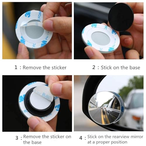 Image of Blind Spot Mirror, 360 Adjustable, Convex Glass, Waterproof, Universal Fit for Cars & SUVs, Black (Blind Spot Mirror)