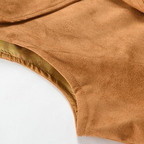 Men's Faux Suede Fabric Vests Vintage Business Sleeveless Suit Jackets Stand Up Button Down Formal Vest4