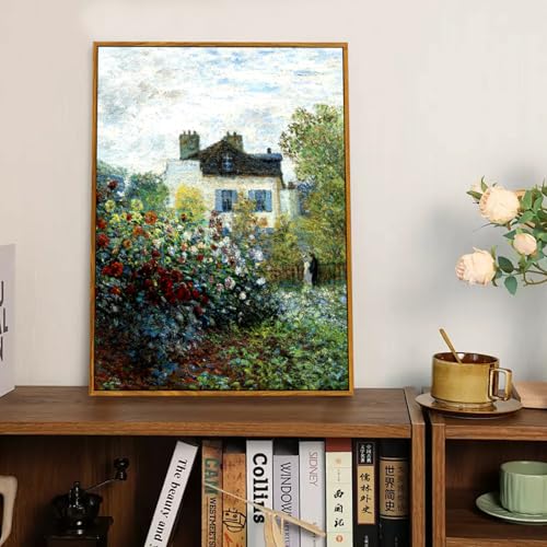 crmotu Framed Canvas Wall Art, Rustic Farmhouse Landscape Art Prints, Cottage Floral Garden Vintage Pictures, Retro Horizontal Wall Paintings for Living Room Bedroom Bathroom Office Gallery 20x30in