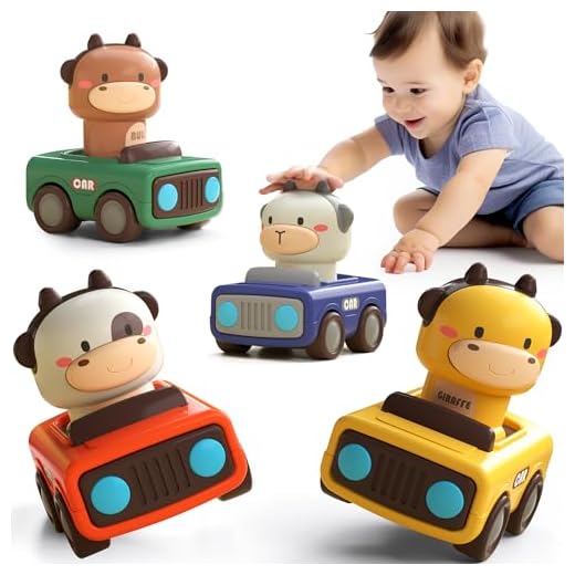 iPlay, iLearn Press to Go Car Toys for Toddlers 1-3, Baby Animal Racing Cars, Infant Play Vehicle Set, Baby Push Go Friction Car Toys for 6-9-12-18 Months, 1st Birthday Gifts for 1-2 Years Old Boys