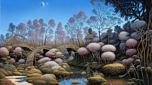 Toile murale de ruisseau et roseaux aux finitions artistiques