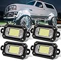 4 Pods Rock Lights(White)?60 LEDs High Power Chips IP68 Waterproof for Pickup Trucks SUV UTV ATV RZR (15FT Extension Wires Per Pod)
