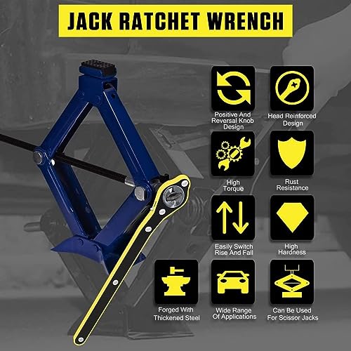 Image of Universal Car Jack Ratchet Wrench, 360 Forward and Reverse Knob, Labor-Saving Scissor Jack Lift Speed Handle Tool, Tire Wheel Jack Wrench (NEW Jack)