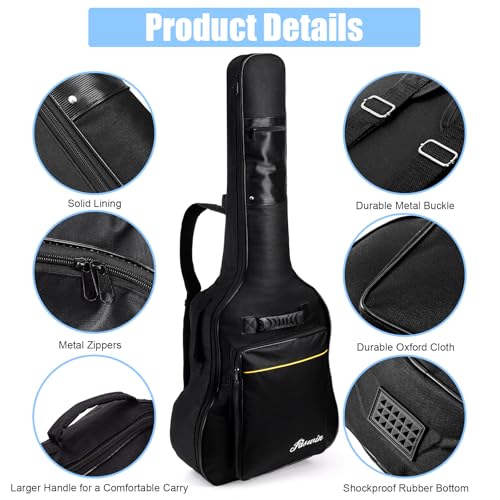 Image of 41 Inch Dual Adjustable Shoulder Strap Acoustic Guitar Gig Bag - Black