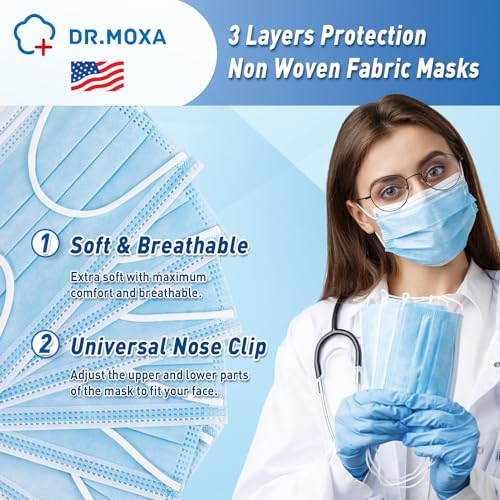 Dr.Moxa 4KJ01 100 Pack Made In Usa Disposable Face Masks- Medical Grade 3 Ply Protection Face Mask thumb #2