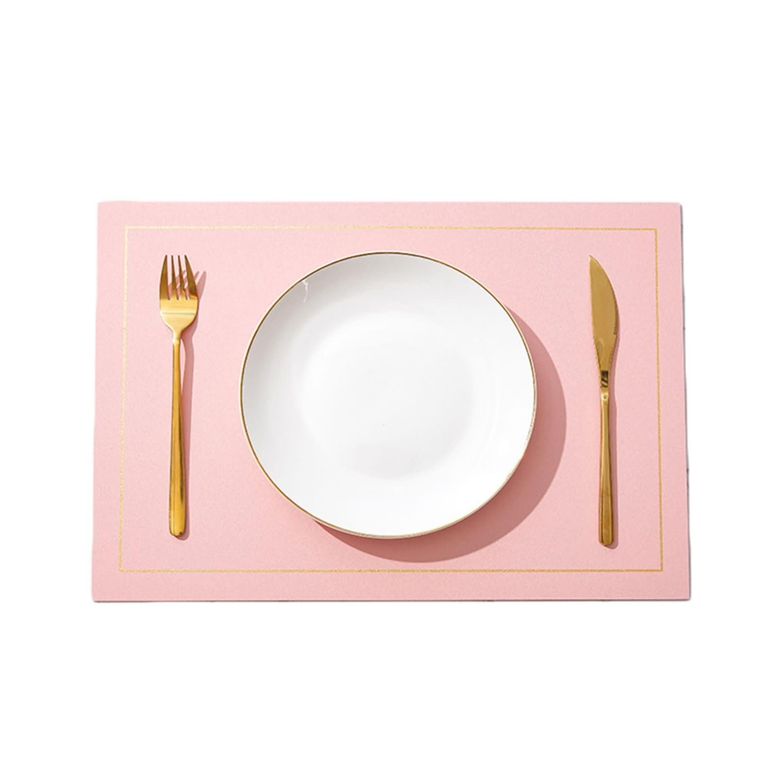 8 Manteles Individuales, 30 x 43 CM Cuero Salvamanteles Mesa Comedor Azul Claro Rosa, Color Sólido con Rectángulo