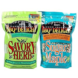 BBQr’s Delight 2 Pack Savory Herb & Maple Natural Wood Grilling Pellets 1lb Bags
