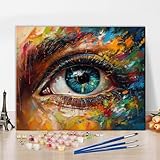 TUMOVO Paint by Number for Adults Colorful Eye Adults' Paint-by-Number Kits Eyelash DIY Paint by Numbers for Adults Beginner Girl's Eye Acrylic Painting with Brushes Art Crafts 16'x20'(Frameless)