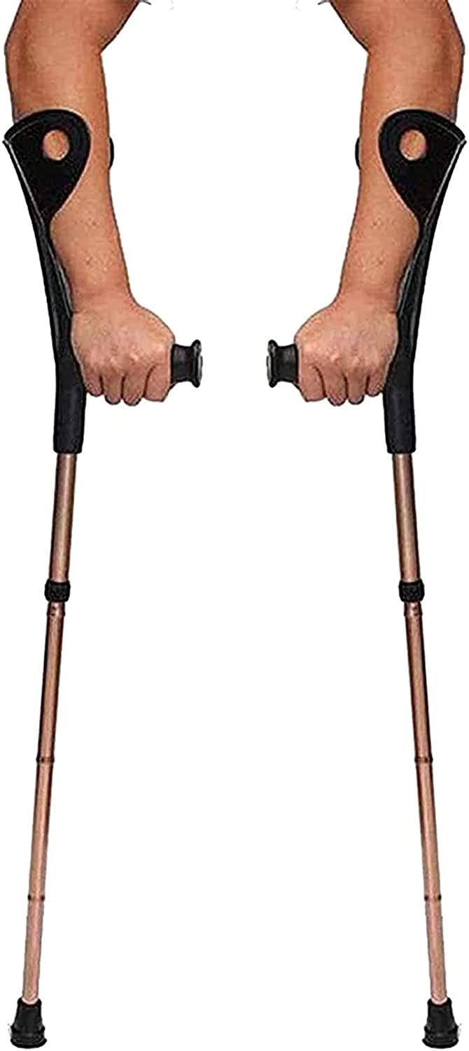 Stampelle da passeggio Stampelle per ascelle per adulti Stampelle con polsini aperti antiscivolo Stampelle per gomito regolabili Bastone da passeggio pieghevole in alluminio per anziani disabili Aus