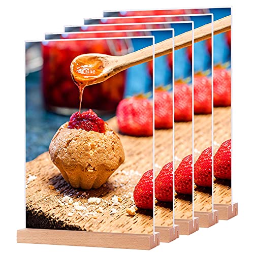 SOYIRI A4 Acryl Teken Houders (5 Pack) Clear Plastic Tafel Display Stand, T-Vorm L-Vorm Dubbelzijdig Menuhouder Advertentie Document A4 Poster Houder voor Restaurant, Hotel, Bedrijf