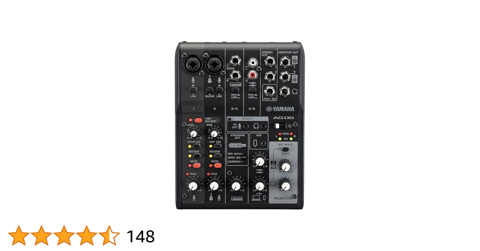 Yamaha AG06MK2 6-Channel Live Streaming Mixer with USB Interface