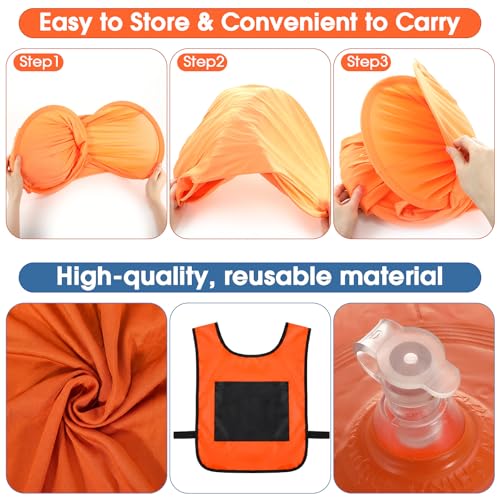 2-in-1 Granny Pants Yard Game Set, Oversized Pants & Sticky Vests Combo with 20 Balls & Pump, Outdoor Tossing Game for Adults Family Party Backyard Lawn Fun(M,Basketball,Orange and Black) - image 6
