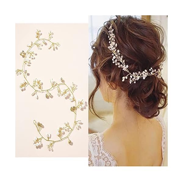 Hair Accessories For Women & Girls, Stylish for Wedding Crystal Bridal Wedding Hair Accessories Bridal Hair Pieces Pearl Hair Accessories for Women and Girls (50cm)