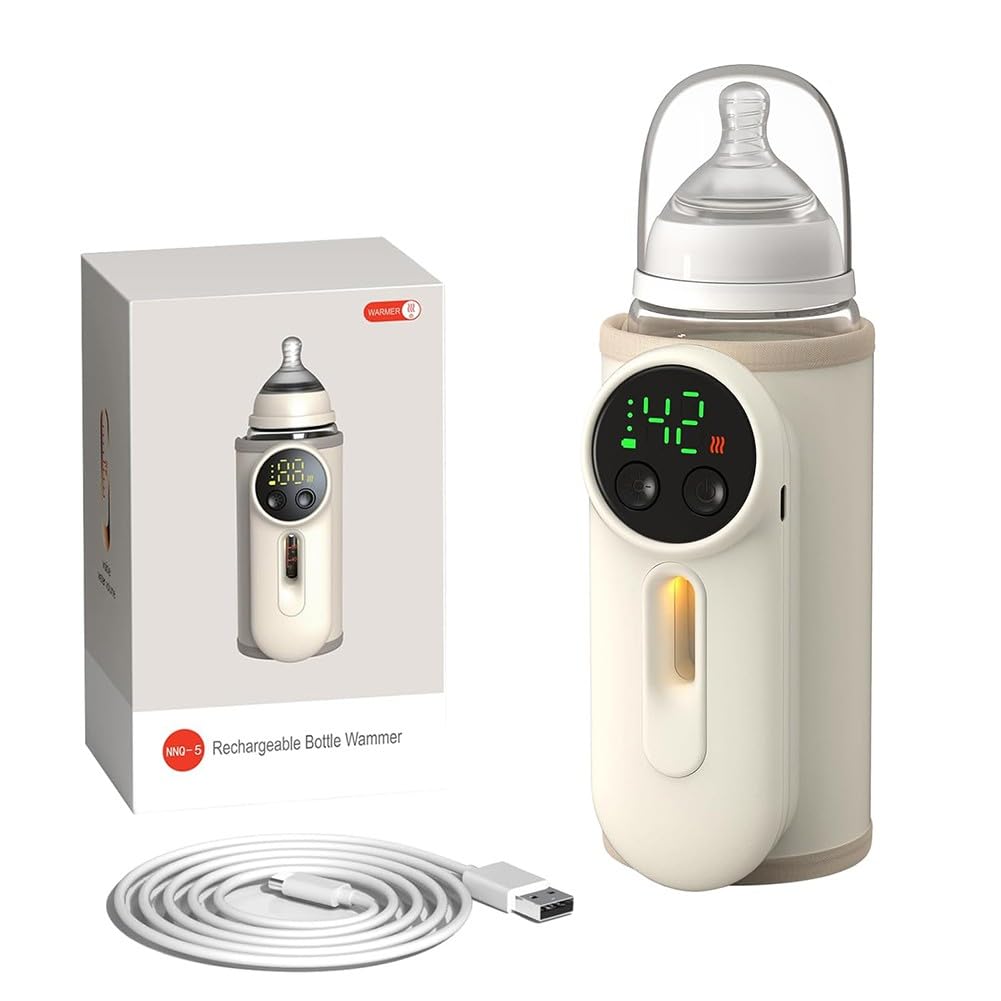 Calentador de biberones inalámbrico portátil de 8000 mAh con diseño de termo al vacío y aislamiento térmico para alimentación de viaje, para biberones estándar y de cuello ancho