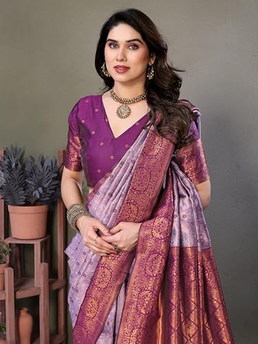 Image of Women's Kanjivaram Soft Silk Banarasi Saree With Blouse Piece | Banarasi Sari For Women | Saree with Blouse piece