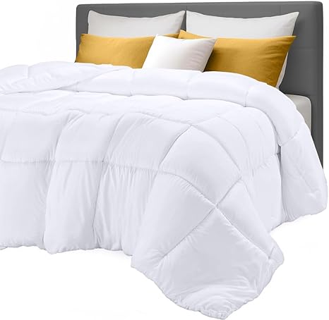 Utopia Bedding Comforters King Size, All Season Duvet Insert, Down Alternative Box Stitched Bed Comforter with Corner Tabs, Machine Washable (White, Pack of 3)