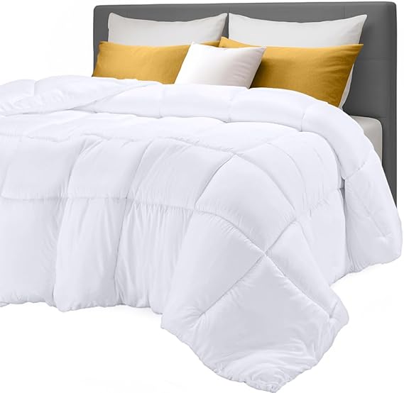 Utopia Bedding Comforters King Size, All Season Duvet Insert, Down Alternative Box Stitched Bed Comforter with Corner Tabs, Machine Washable (White, Pack of 3)