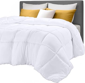 Utopia Bedding Comforters King Size, All Season Duvet Insert, Down Alternative Box Stitched Bed Comforter with Corner Tabs, Machine Washable (White, Pack of 3)