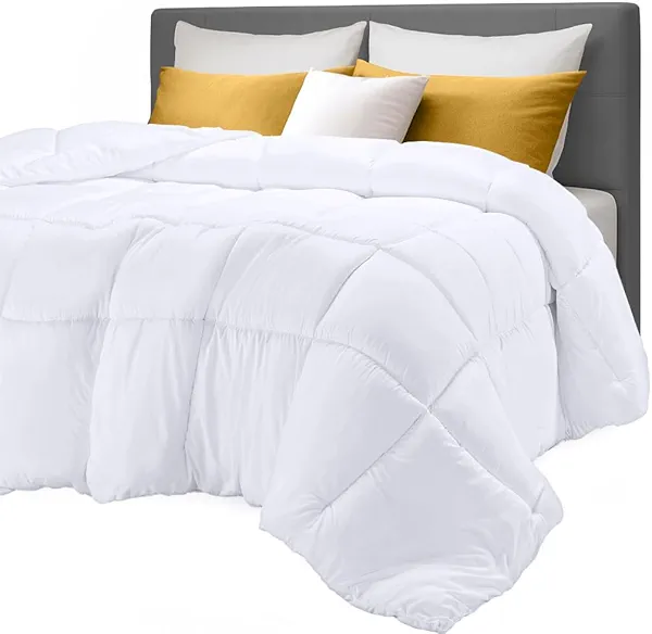 Utopia Bedding Comforters King Size, All Season Duvet Insert, Down Alternative Box Stitched Bed Comforter with Corner Tabs, Machine Washable (White)