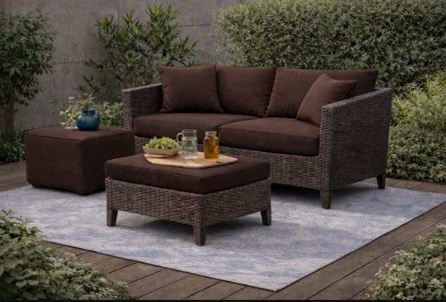 1,2 or 3 Seater Rattan Garden Furniture Replacement Cushions Seat and Back Cushion Water Resistant, Thick & Comfortable for Outdoor 5cm (Chocolate Brown, Side cushion hollowfibre filled-60cm x 40cm)