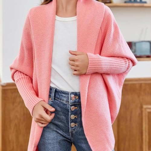 Girls' Loose Knit Cardigan with Cape Design, Suitable for Multiple Seasons and Fashionable Outerwear4