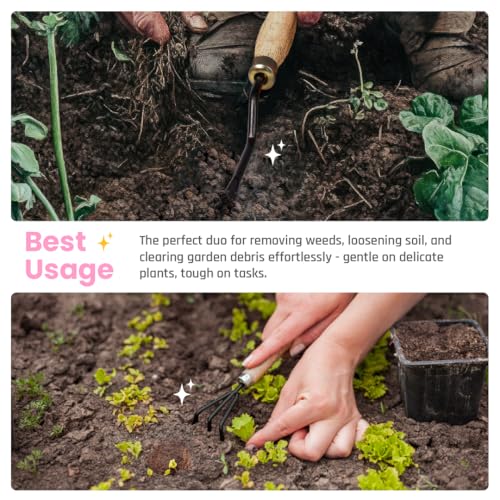 Image of Gardening Hand Tool Kit for Gardening- 2 Pcs (Cultivator, Hand Weeder | Gardening Tools for Home Garden | Durable Home Garden Tool Kit for Soil