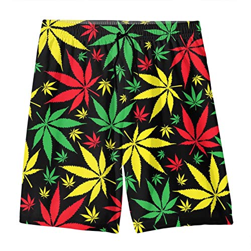 SARA NELL Men's Swim Trunks Reggae Rasta Marijuana Leaf Weed Surfing Beach Board Shorts Swimwear4