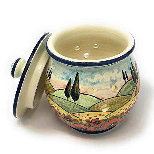 Hand-Painted Italian Ceramic Chilli Pepper Jar Holder – Authentic Tuscan Art Decor with Poppies Design - Image 2