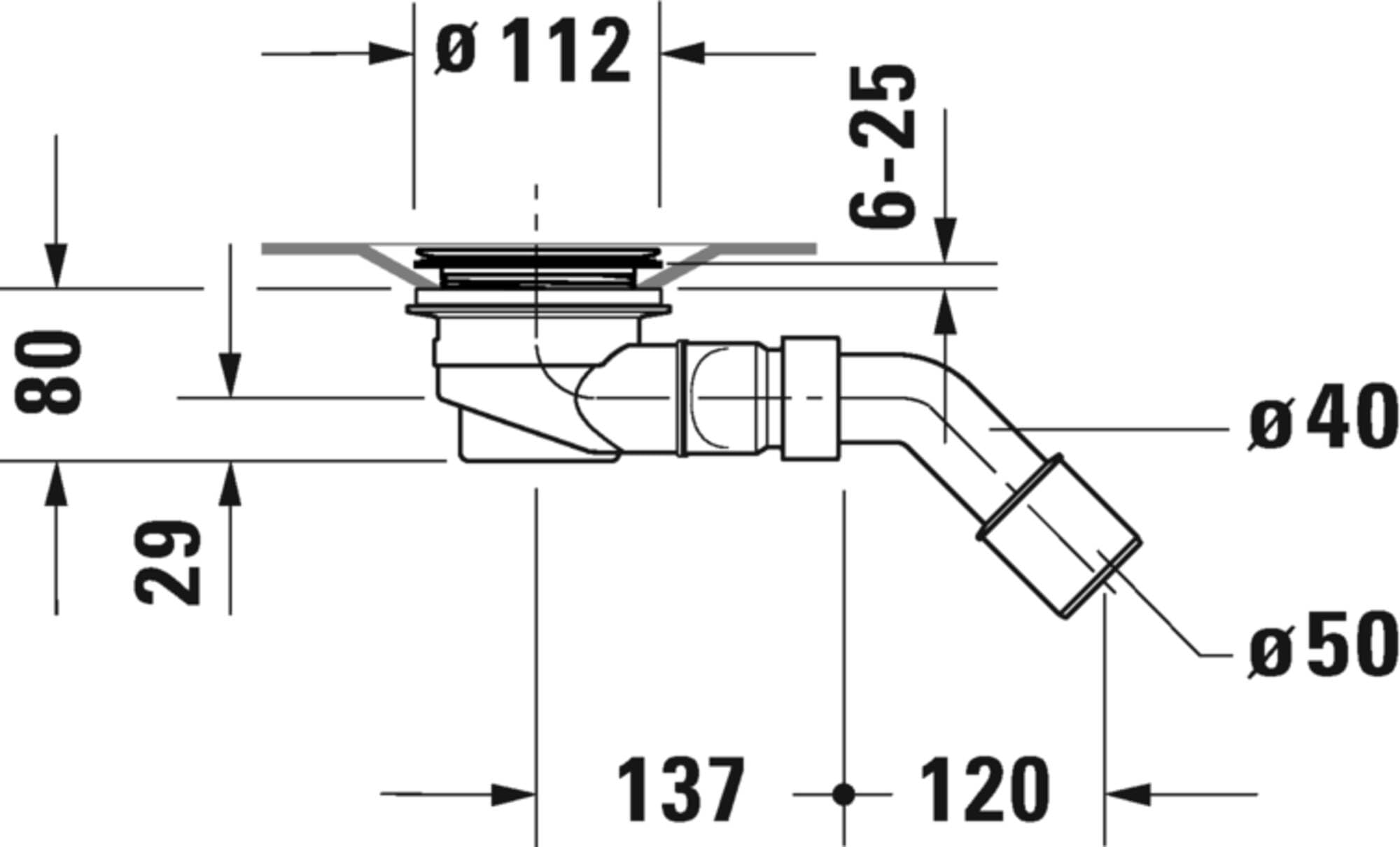 Duravit Sustano Duschwannenablauf, Sperrwasserhöhe 50mm, 791290000000000