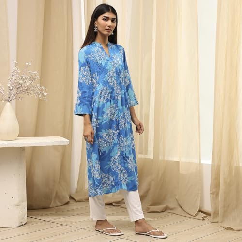 Image of BIBA Women Straight Fit Rayon Kurta