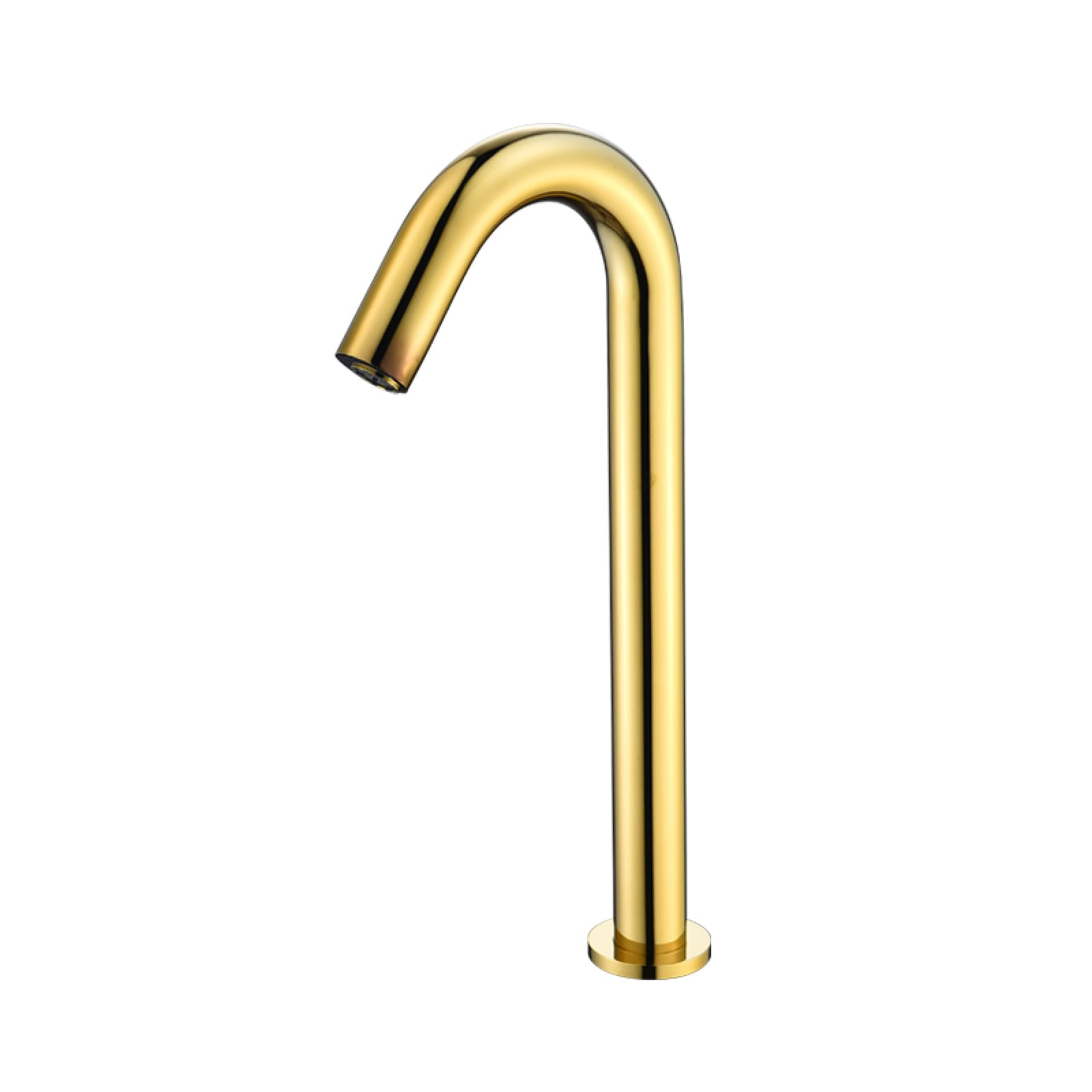 XJTNLB Grifo Lavabo Sensor Automático Grifo Automatico Baño Caño Cuello de Cisne Griferia Baño Agua Fría y Caliente,Oro,Alto
