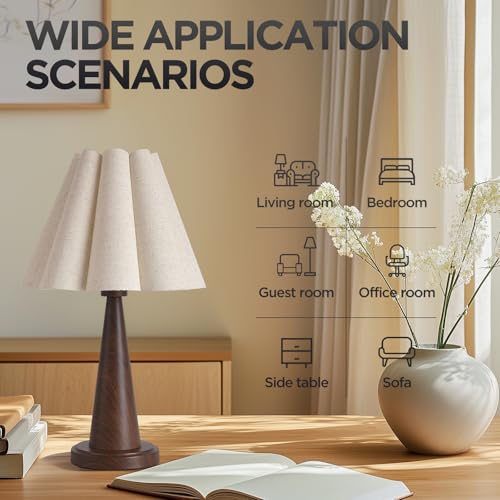 Lámpara de mesa moderna con pantalla lino pétalo 20.5" miniatura 2