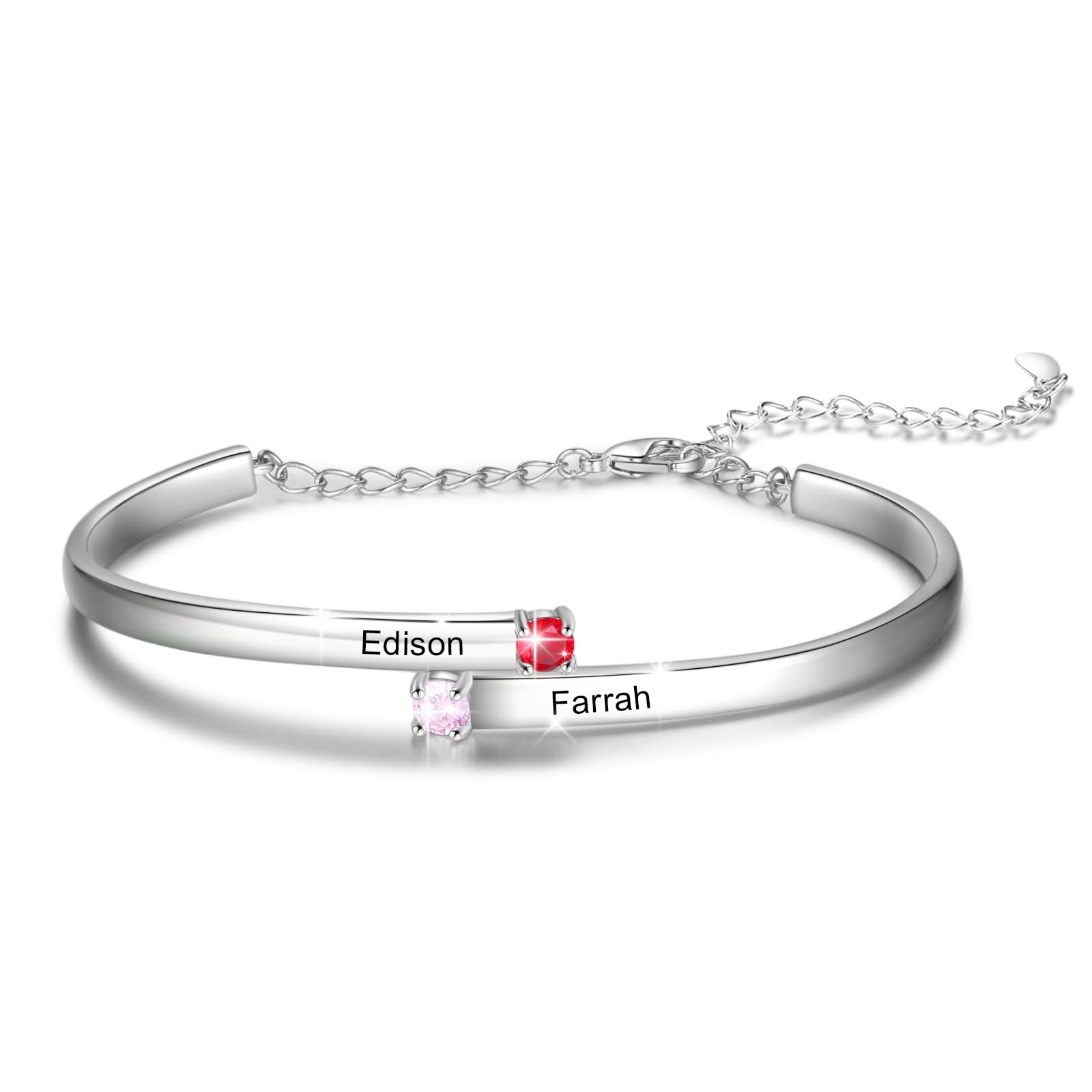Fortheday Personalized Mother Bracelets with Birthstones Custom Engraved Name Birthstone Bracelets for Mom Women Customized Bracelet Gifts for Christmas Mothes Day Birthday