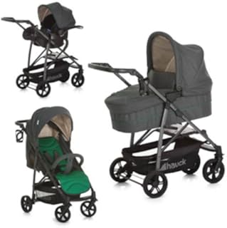 Hauck / Kombi Kinderwagen Set 3 in 1/ Rapid 4 S Plus Trio Set / inkl. Babyschale / Kinderautositz Gruppe 0 für Isofix Base / klein zusammenklappbar / ab Geburt bis 25 kg, Caviar Emerald (Grün)