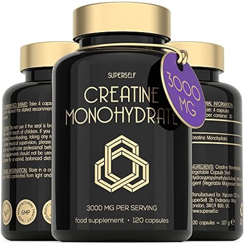 Creatine Monohydrate Tablets 3000mg - Easy to Swallow 120 Creatine Capsules - Micronised Vegan Creatine Pills - 30 Servings - Gym Supplements for Men & Women - High Strength, Fast-Acting, Unflavoured Cover
