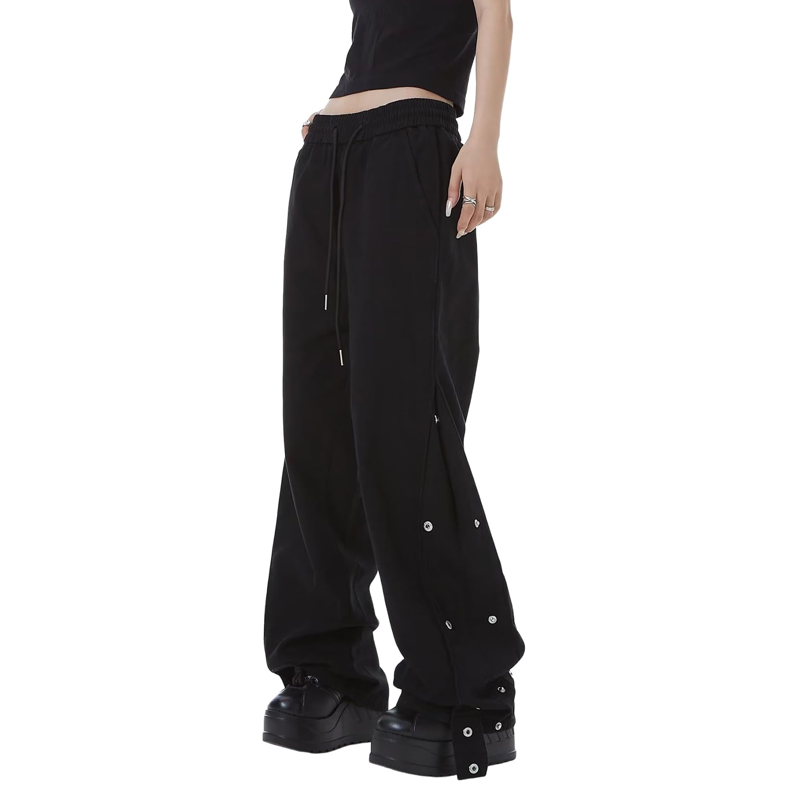 Linsennia Pantaloni Cargo Donna Larghi Y2k Pantaloni Impermeabili Vita Alta Parachute Pants Trekking Leggero