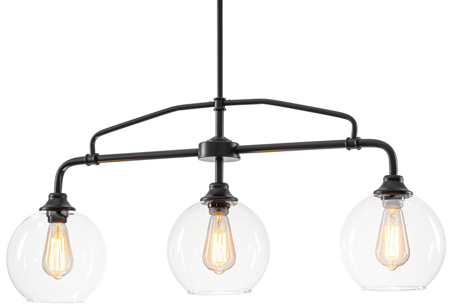 LMSOD Modern Linear 3-Light Black Chandelier with Framed Arms