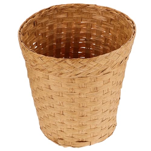 Image of Zerodeko Woven Trash can 10.24 Inch Lightweight Rattan Wastebasket Multipurpose Storage Basket for Office Bedroom Bathroom Home Organization