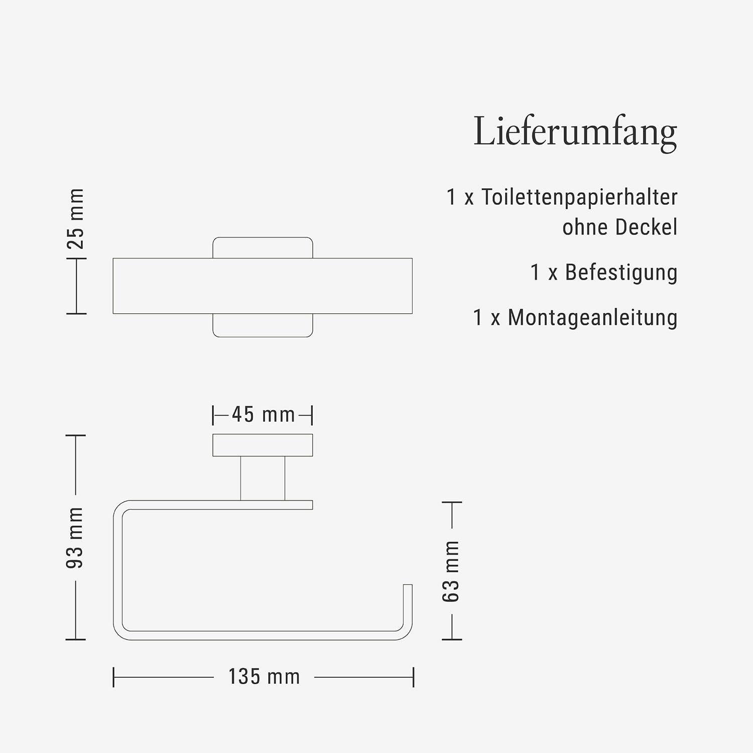 Villeroy & Boch Elements Striking Toilettenpapierhalter, eckig – Schwarz | Ohne Deckel, zur einfachen Wandmontage, aus Messing, TVA152014000K5