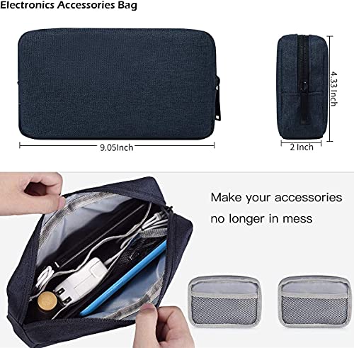 Image of Dynotrek Zipper 17.3 Inch Laptop Sleeve with Charger Pouch Handle, Computer Case Cover Slim Water-Resistant Hand Bag Compatible for 17-18 inch Hp Lenovo Dell Asus Acer -Denim Blue
