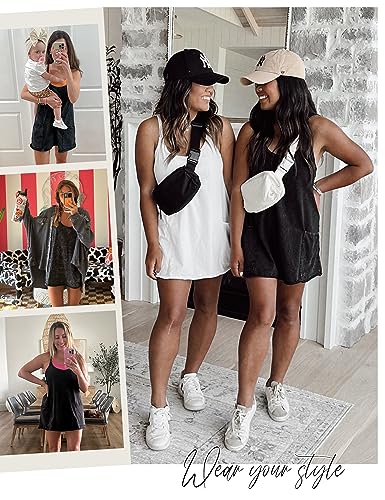 Image of Lentta Womens Athletic Sleeveless Mini Dress with Built-in Shorts V Neck Spaghetti Strap Sundress
