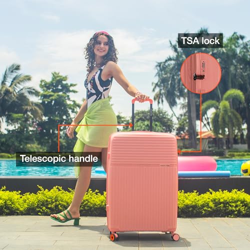 Image of Nasher Miles Krabi Expander Hard-Sided Polypropylene Luggage Set of 2 | 65cm & 75cm | 8 Wheels Medium & Large Trolley Bag for Travel | Suitcase (Peach)