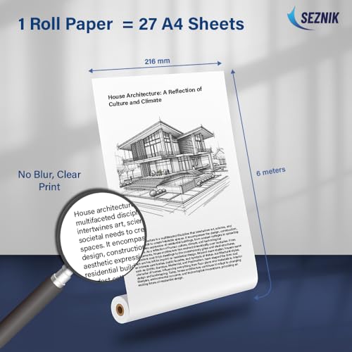 Image of Seznik A4 Thermal Paper Roll, 210 x Φ30mm, 2 Rolls, 8 Inch Paper for Portable Thermal Printer