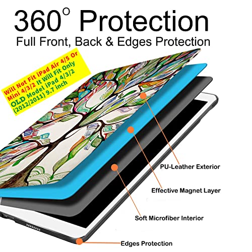 Image of DuraSafe Cases for iPad 2nd 2011 3rd 4th Gen 2012-9.7 Inch [iPad 4 iPad 3 iPad 2 Old Model ] A1458 A1416 A1395 MC705HN /A MD328HN /A Printed Smart PU Leather Flip Folio Book Cover - Olivia Tree