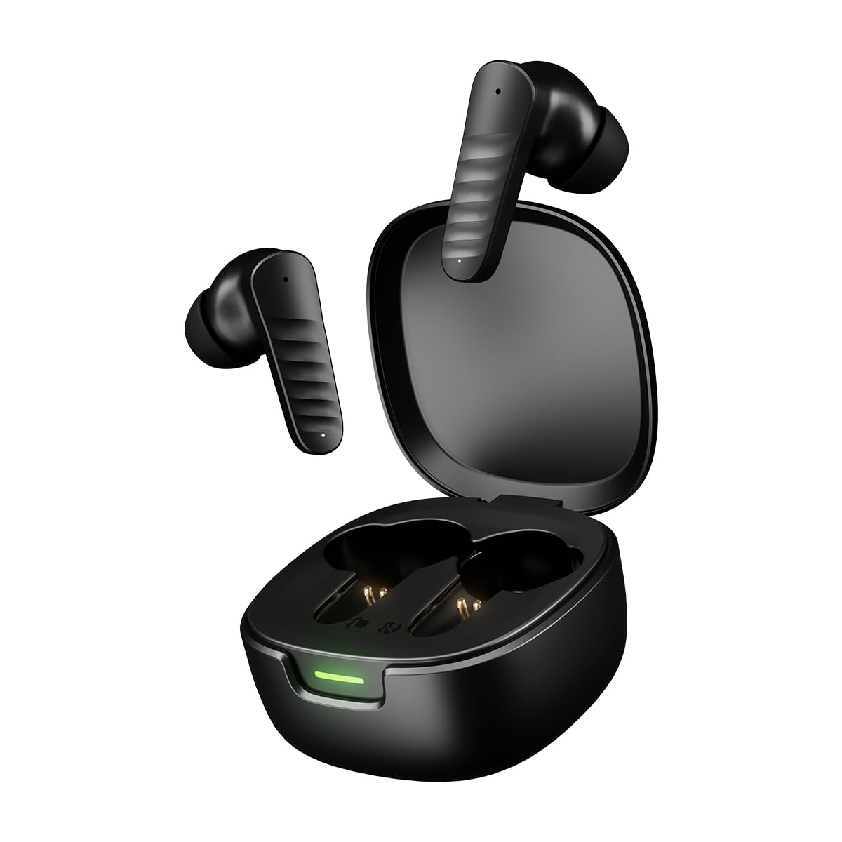 pTron Bassbuds NEO TWS Earbuds w/ 13mm Drivers, 45Hrs Playtime, Dual HD Mic & AI-ENC Calls, Custom EQ, Mobile App, Bluetooth V5.4 Earphones, Voice Assistant, Type C Fast Charging & IPX5 (Raven Black)
