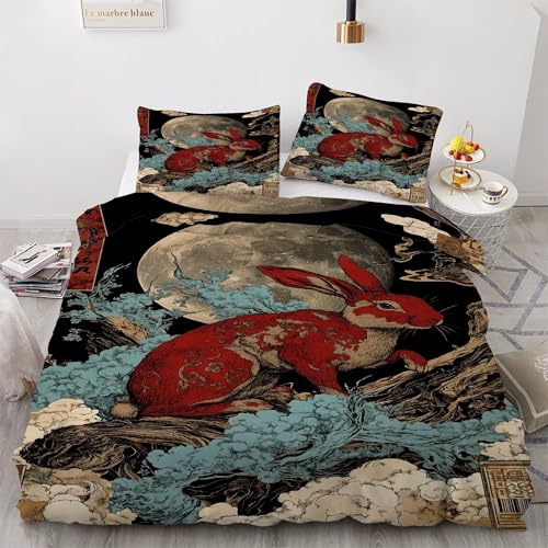 Housse couette microfibre douce 240x260 lapin ensemble literie 3 pièces
